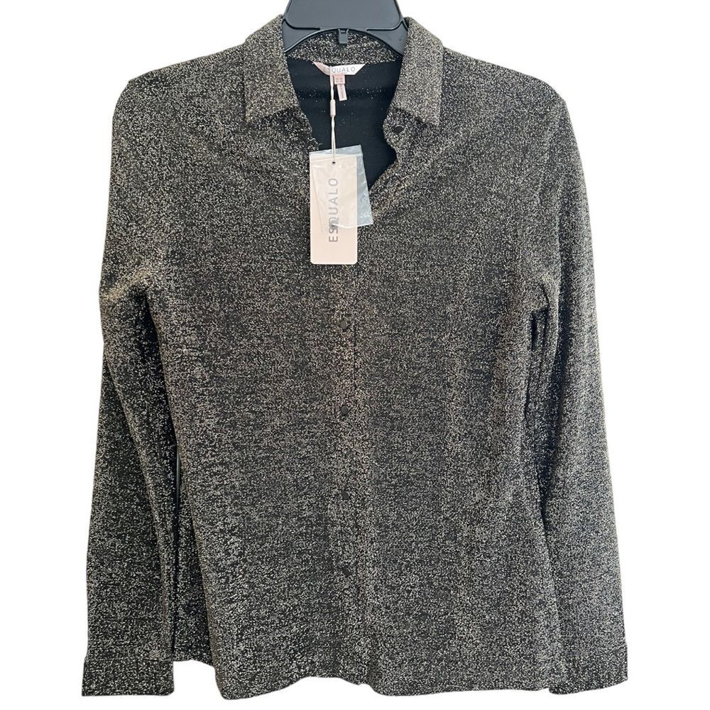NYE Esqualo Gold / Black Button down Black with metallic gold Size XS Women NWT